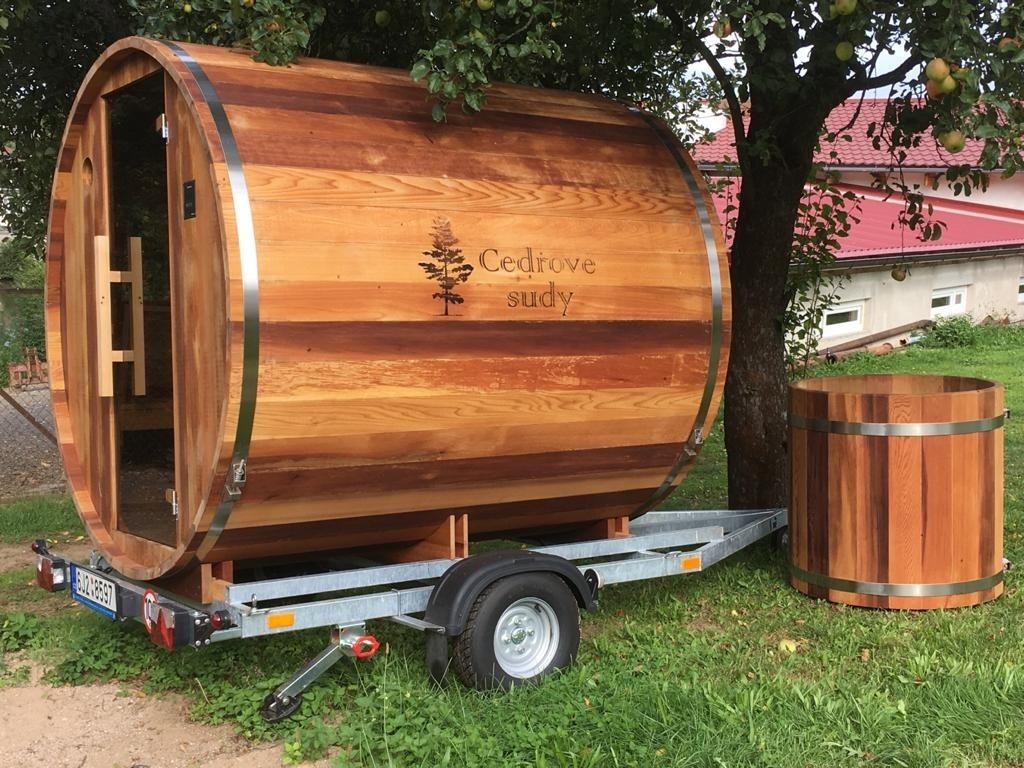 mobilní cedrová sauna, půjčovna saun mobilní cedrová sauna, půjčovna saun